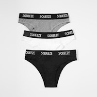 Trusas Mujer Squeeze Negro Melange Blanco Abighail